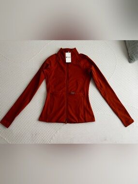 NWT FIGS Technical Contour knit  Zip Jacket in Burnt Orange XXS